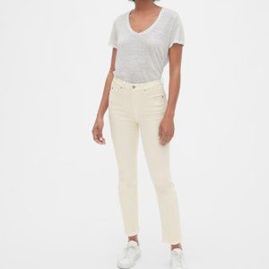 GAP High Rise Cigarette Button Fly Jeans - Optic White - 33 Tall